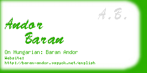 andor baran business card